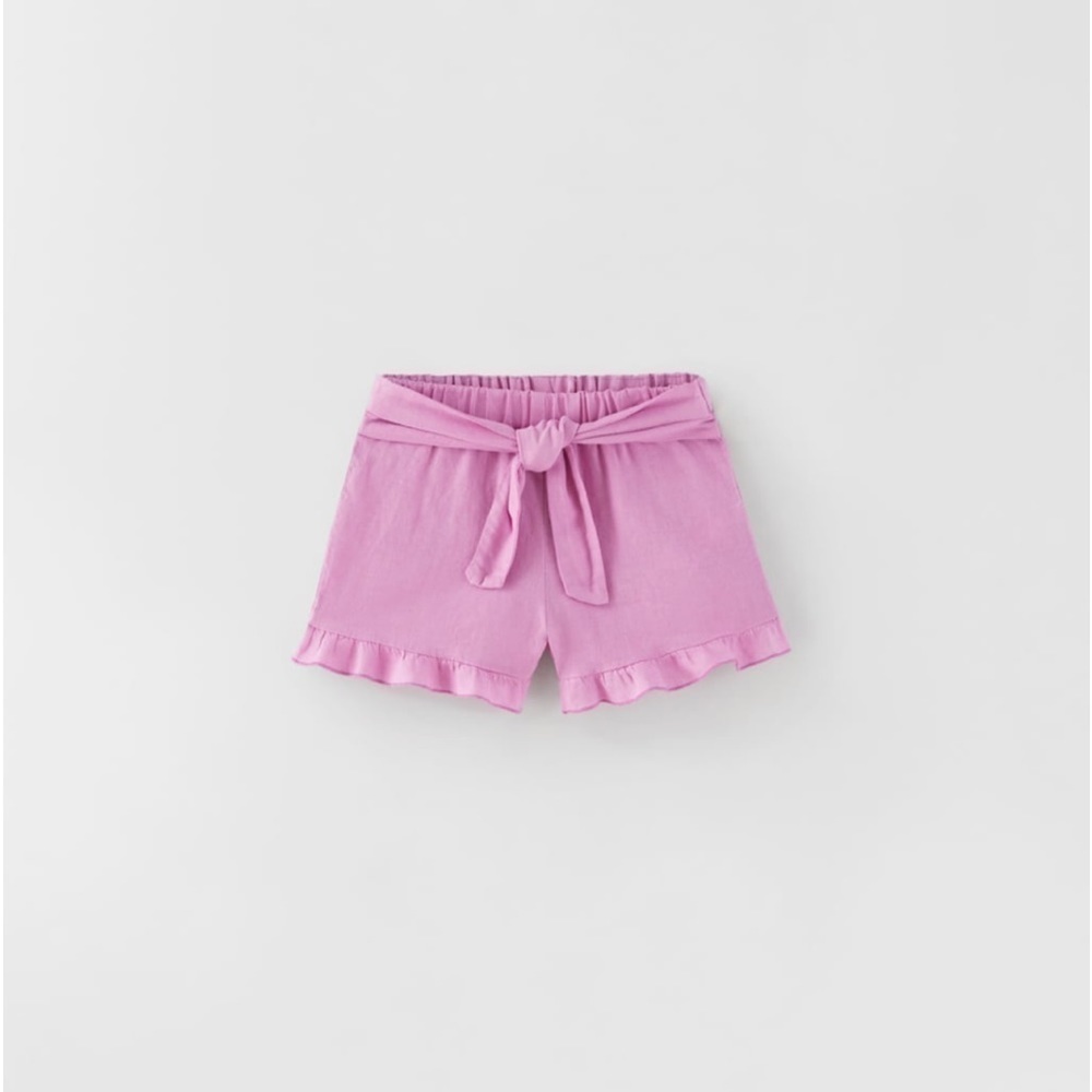 Zara Linen Blend Sash Shorts